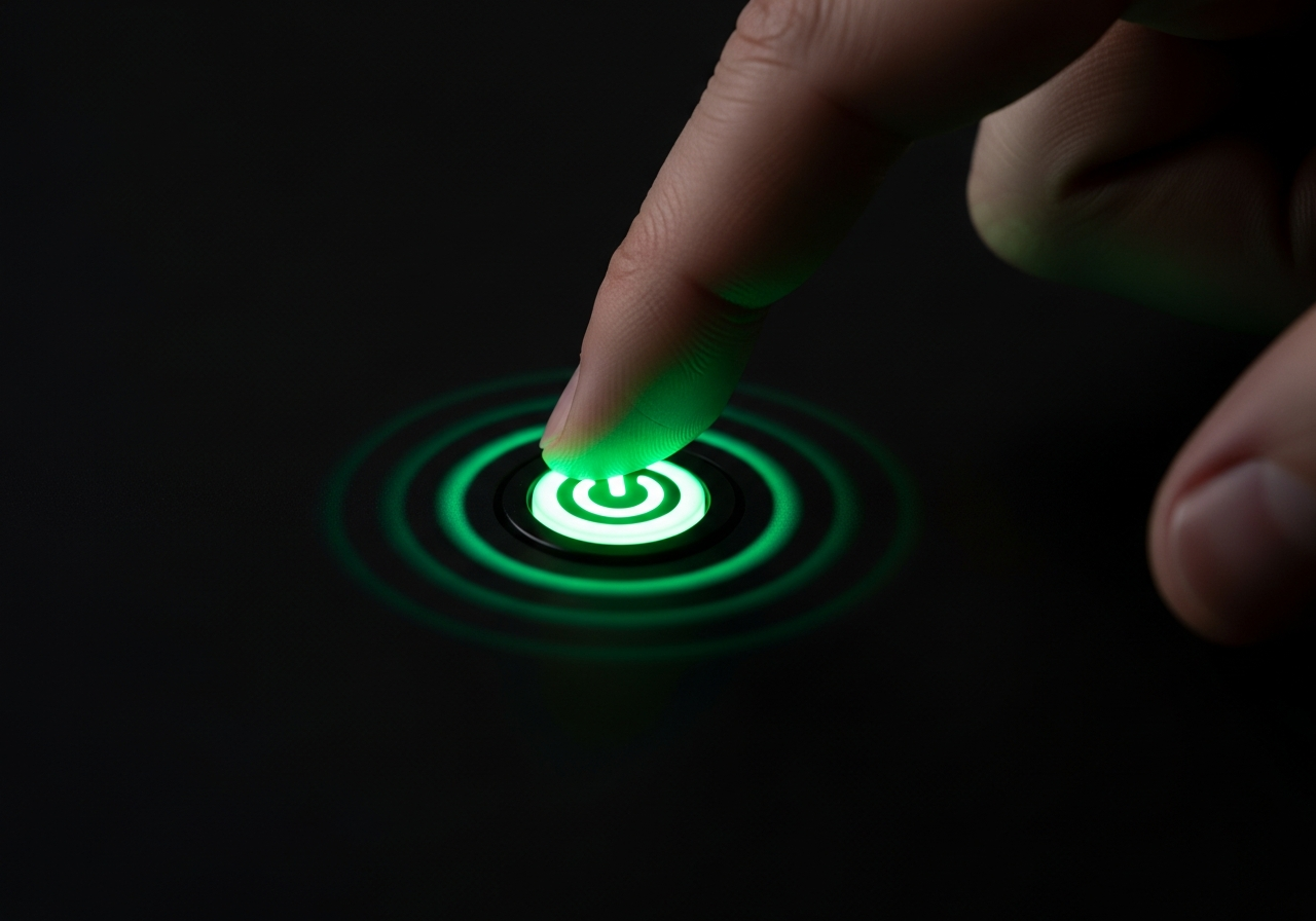 Professional deploying a voice agent from a laptop with green success indicator